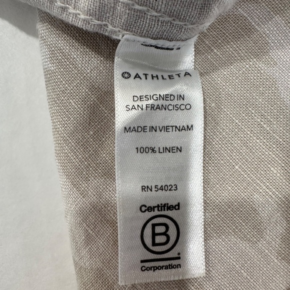 Athleta Cabo Tide Linen Jogger Neutral Beige Tan Camo Print Pants - Size 6. - Picture 6 of 11